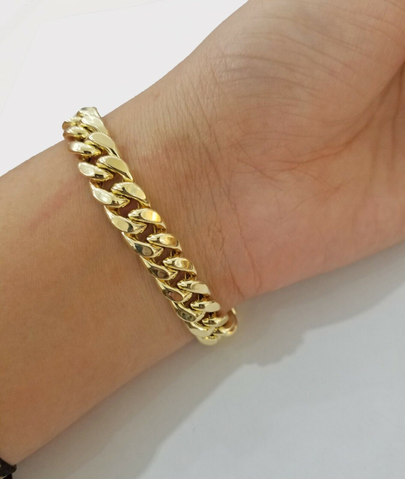 REAL 14k Gold Bracelet Miami Cuban Link 7.5" 9mm Strong Box Lock For Men Women - GoldenlinQ