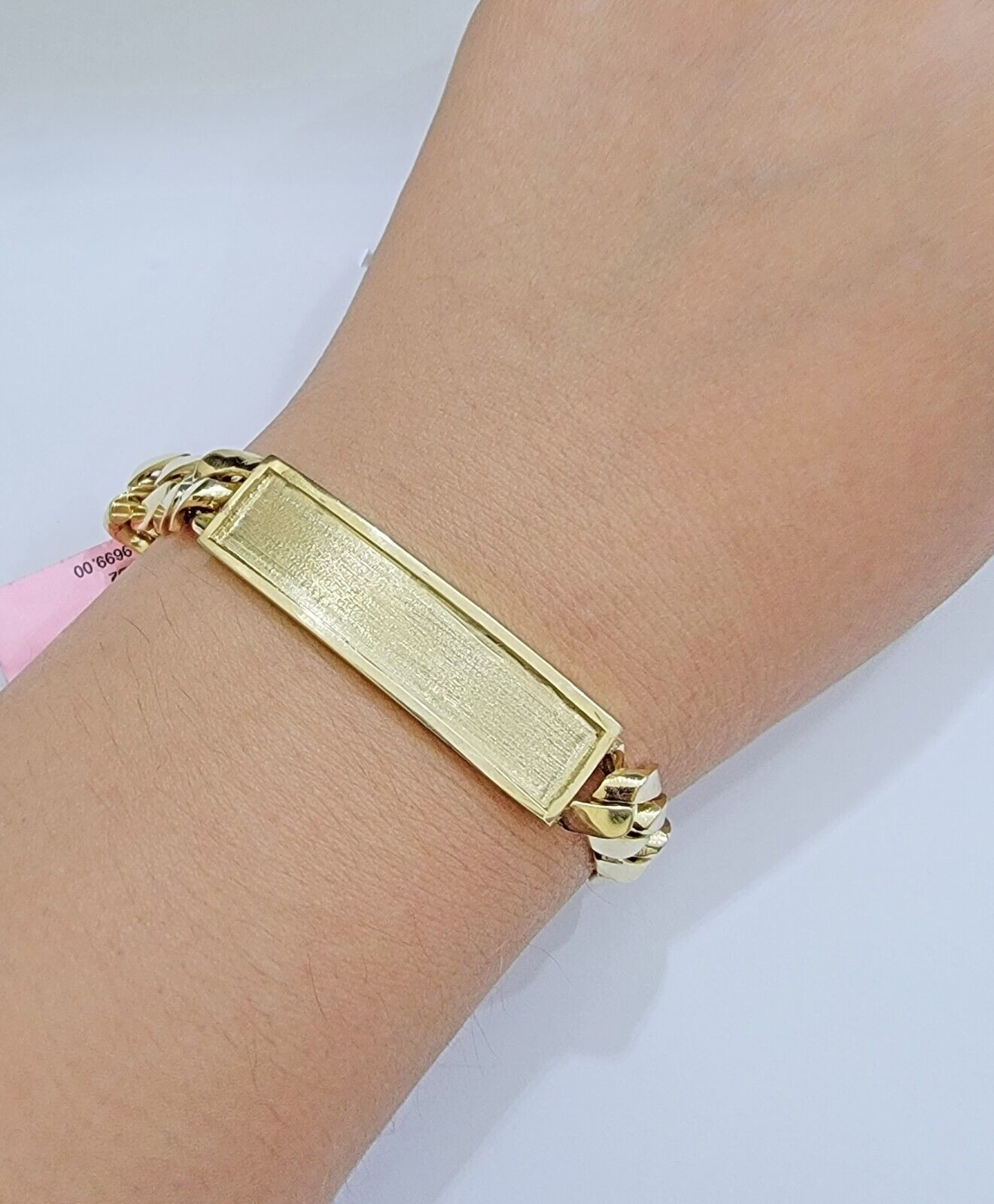 Real 14k Gold Bracelet Miami Cuban Link ID Name Plate 10mm 8.5 Inch Solid 14KT - GoldenlinQ