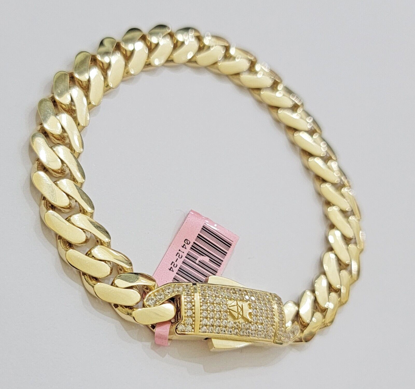 Real 14k Gold Bracelet Monaco Cuban Link 9.5mm 8.5'' inch Men's 14kt Yellow Gold - GoldenlinQ