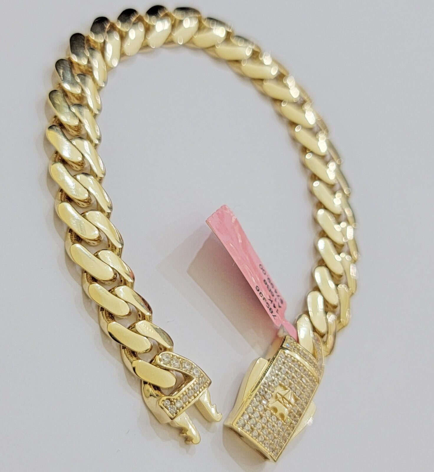 Real 14k Gold Bracelet Monaco Cuban Link 9.5mm 8.5'' inch Men's 14kt Yellow Gold - GoldenlinQ