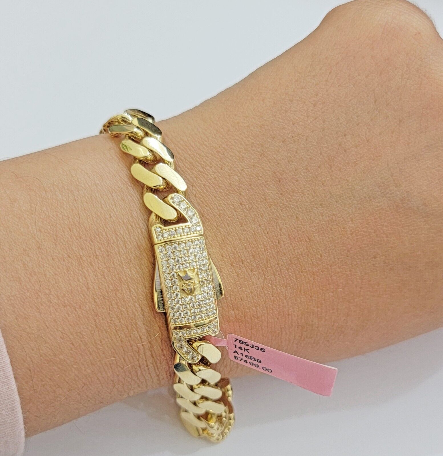 Real 14k Gold Bracelet Monaco Cuban Link 9.5mm 8.5'' inch Men's 14kt Yellow Gold - GoldenlinQ