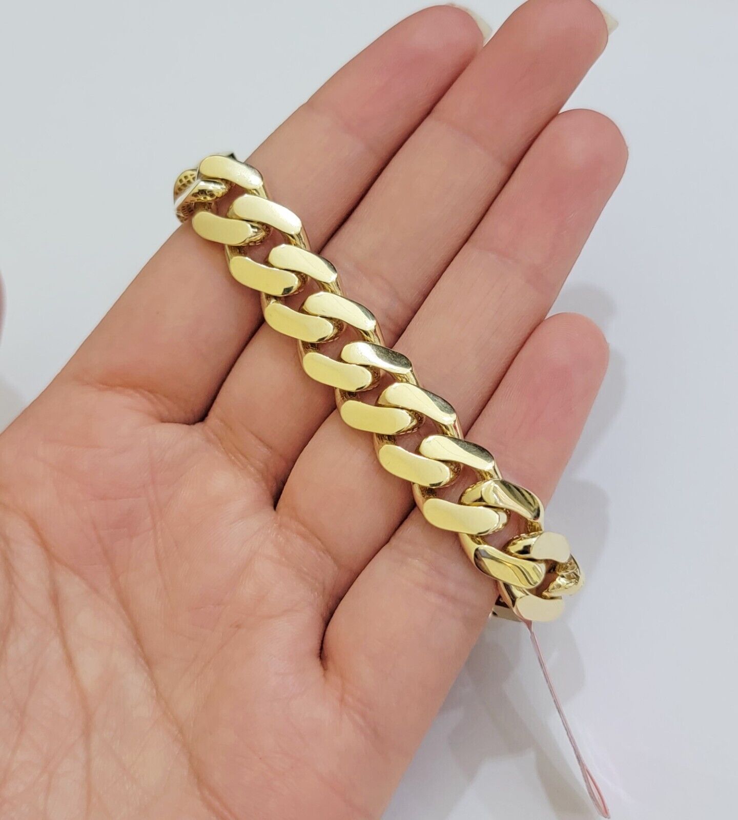 Real 14k Gold Bracelet Monaco Cuban Link 9.5mm 8.5'' inch Men's 14kt Yellow Gold - GoldenlinQ