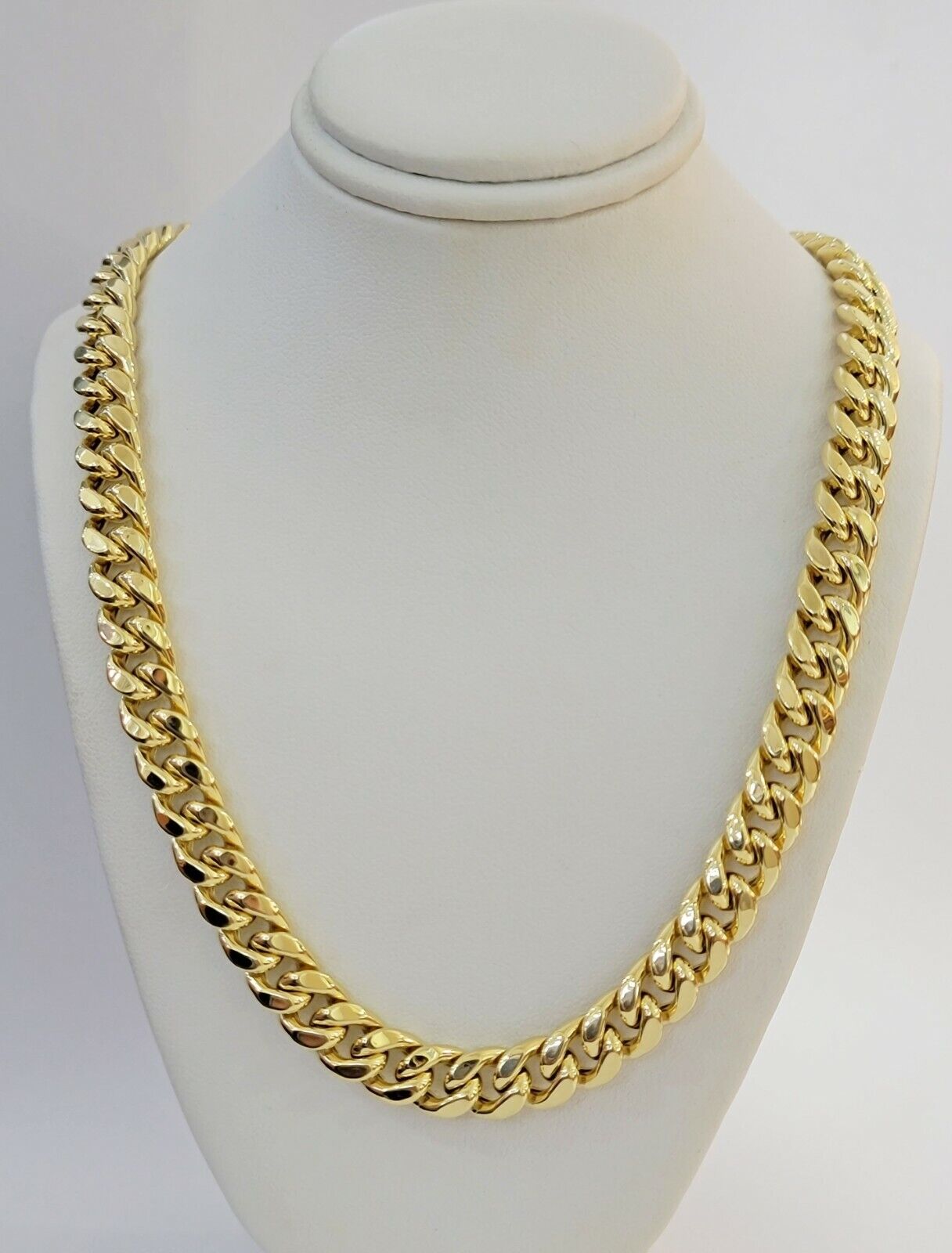Real 14k Gold Chain 20 Inch Miami Cuban Link Necklace 9mm Strong Mens 14KT Gold - GoldenlinQ