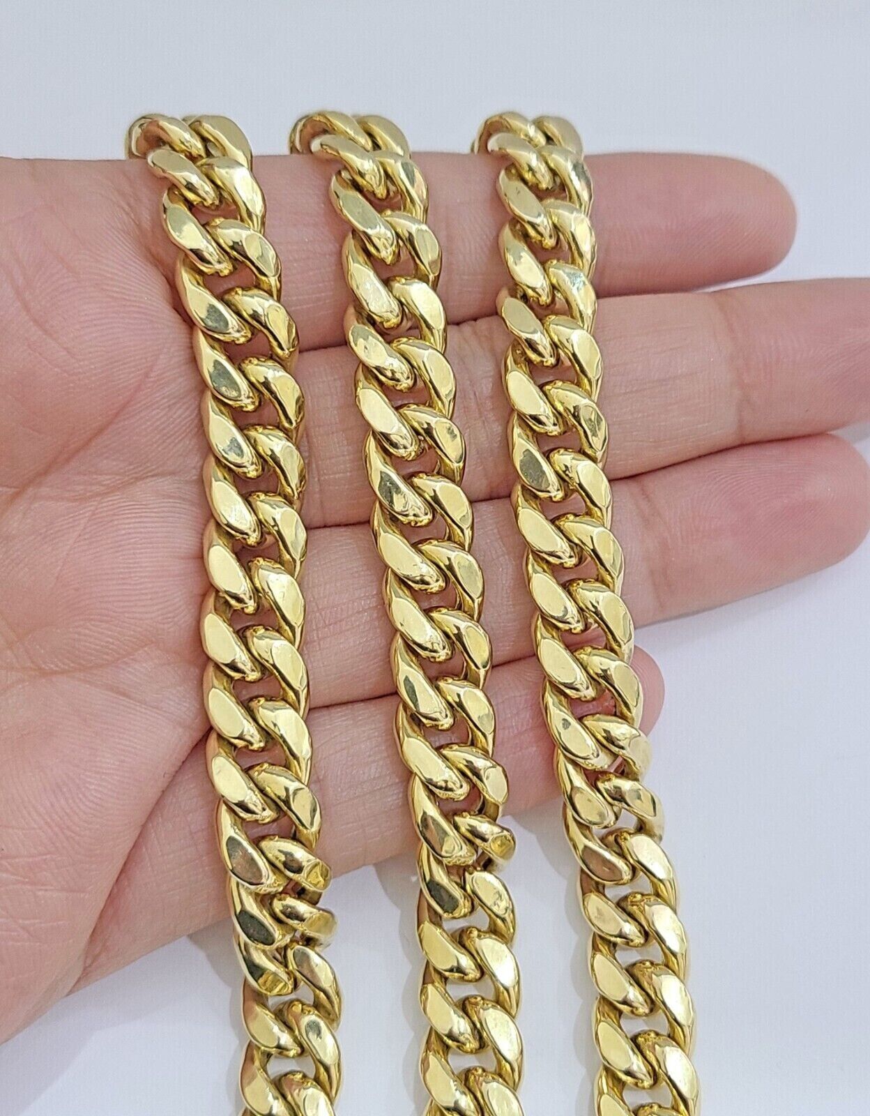 Real 14k Gold Chain 28 Inch Miami Cuban Link Necklace 9mm Strong Men's 14KT Gold - GoldenlinQ