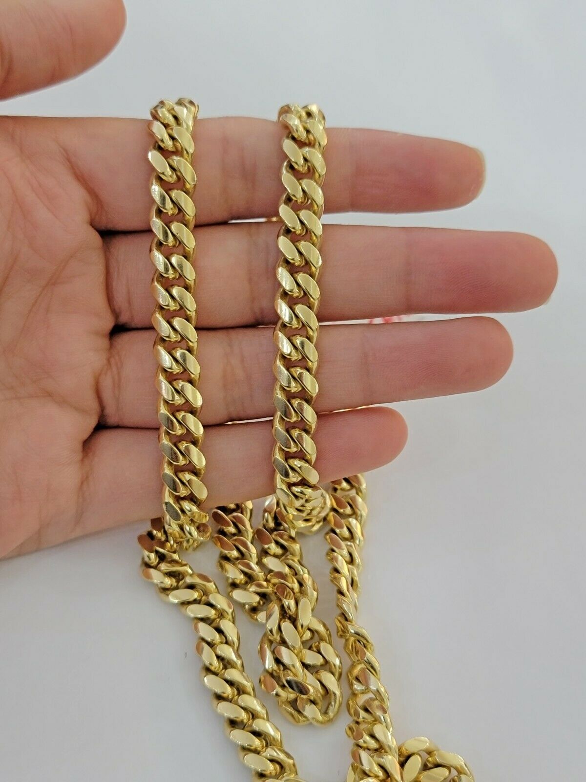 Real 14k Gold Chain 8mm Miami Cuban Link 26" Necklace Men 14kt Yellow Gold SOLID - GoldenlinQ