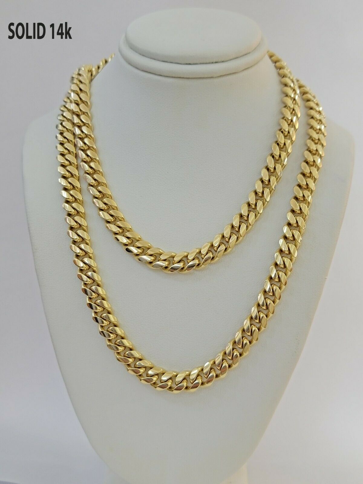 Real 14k Gold Chain 8mm Miami Cuban Link 26" Necklace Men 14kt Yellow Gold SOLID - GoldenlinQ