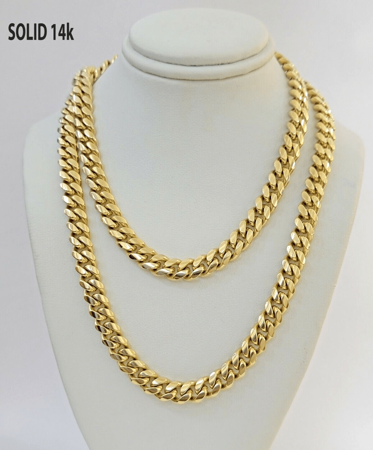 Real 14k Gold Chain Necklace 7mm 22 Inch Solid Miami Cuban Link Men 14kt Chain - GoldenlinQ