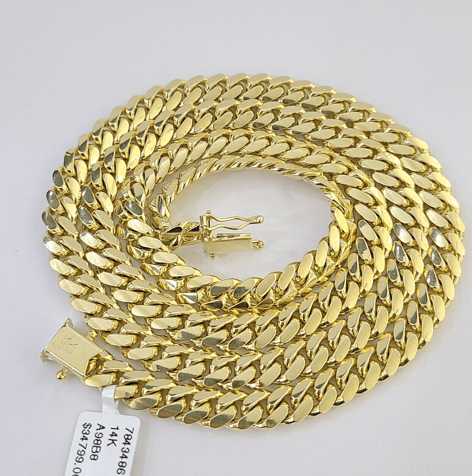 Real 14k Gold Chain Necklace 7mm 22 Inch Solid Miami Cuban Link Men 14kt Chain - GoldenlinQ