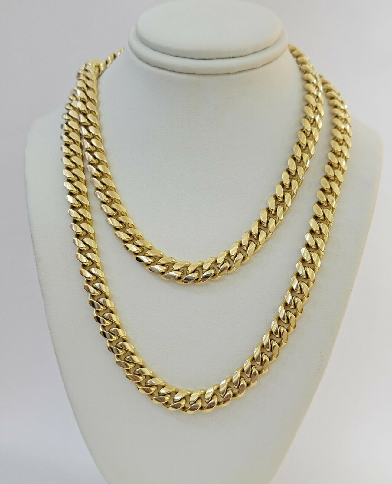 Real 14k Gold Chain Necklace Miami Cuban Link 24" 8mm Men 14kt Yellow Gold SOLID - GoldenlinQ