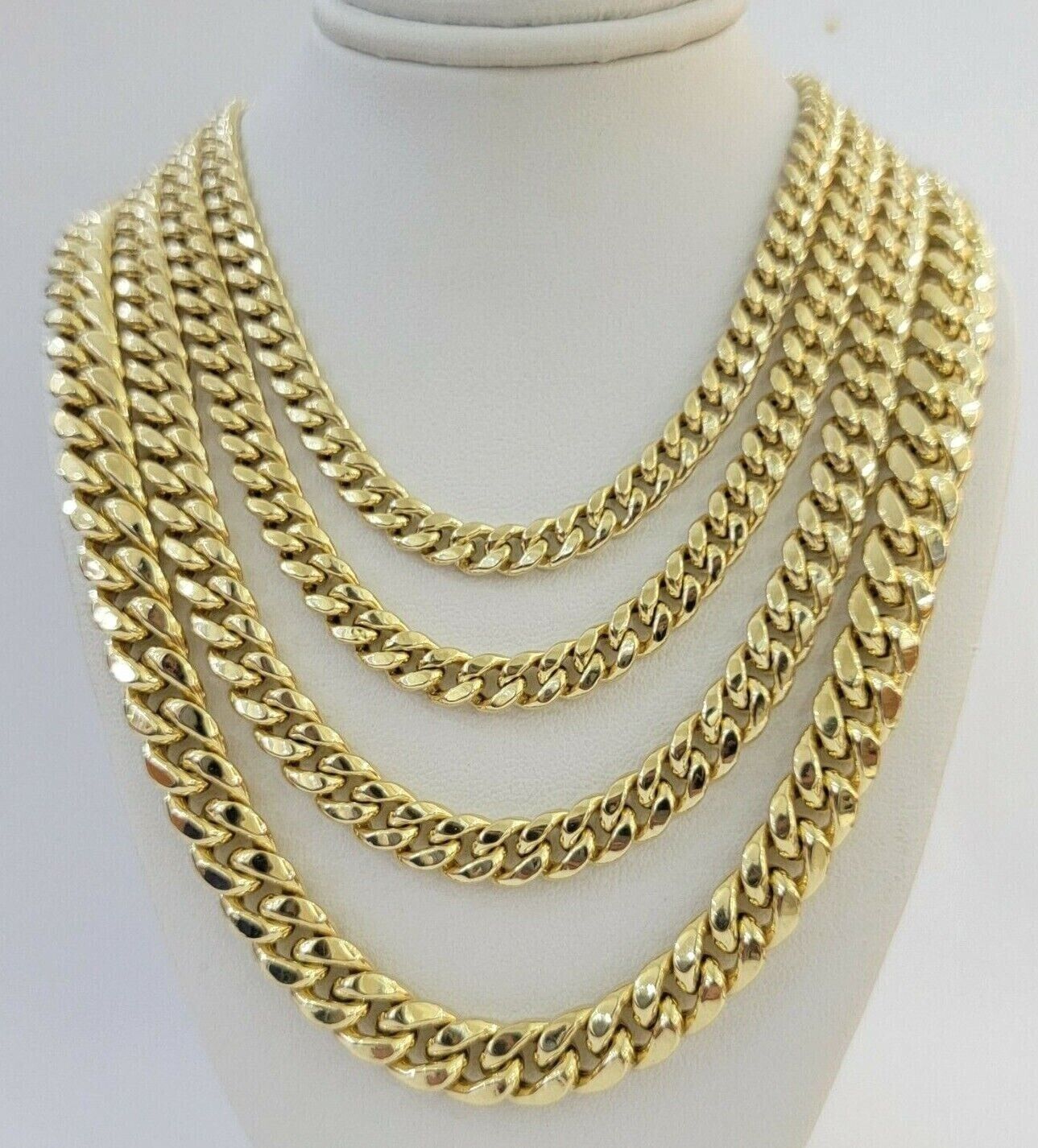 Real 14k Gold chain Necklace Miami Cuban Link 6mm - 9mm 8" - 30" Inch ,Strong, Men's - GoldenlinQ