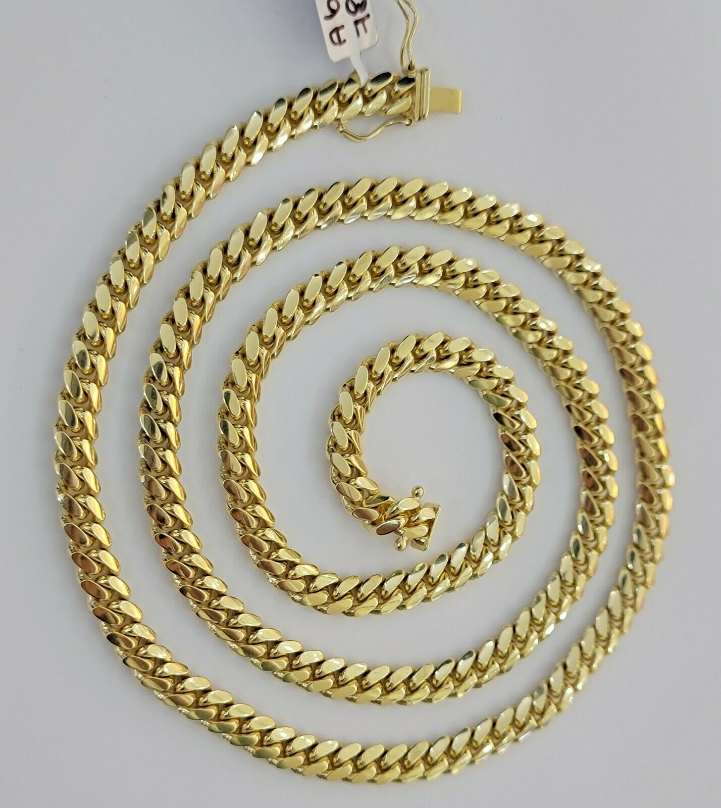 REAL 14k Gold Chain Solid Link 24" 6mm Miami Cuban Necklace14kt Yellow Gold Mens - GoldenlinQ