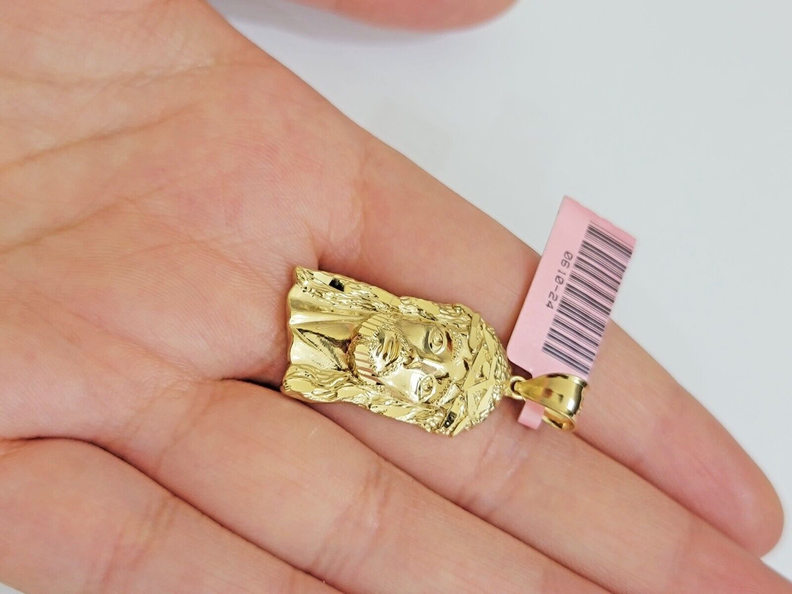 Real 14k Gold Charm Pendant Jesus Face for chains , Men Women, 14kt Yellow Gold - GoldenlinQ