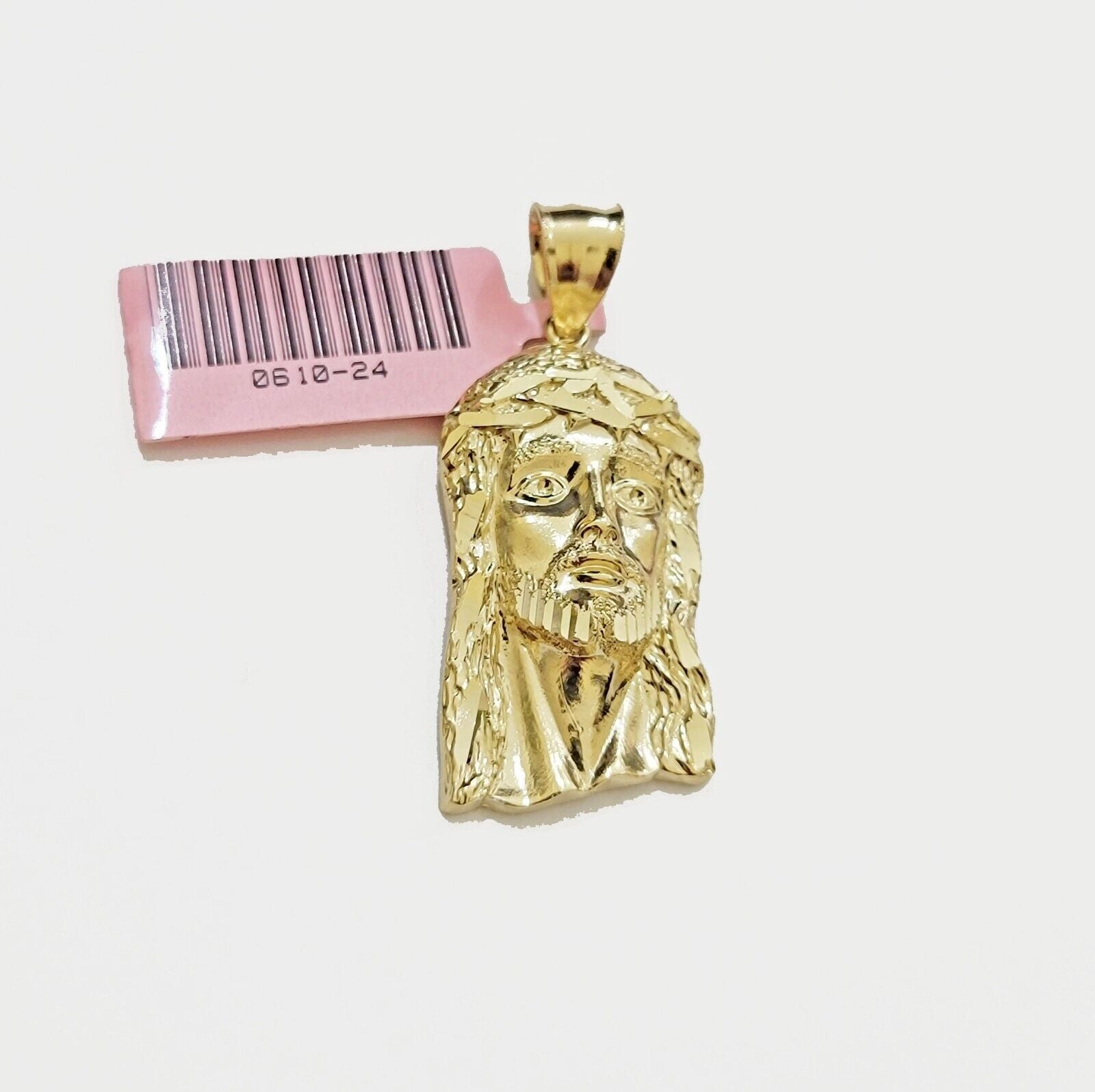 Real 14k Gold Charm Pendant Jesus Face for chains , Men Women, 14kt Yellow Gold - GoldenlinQ