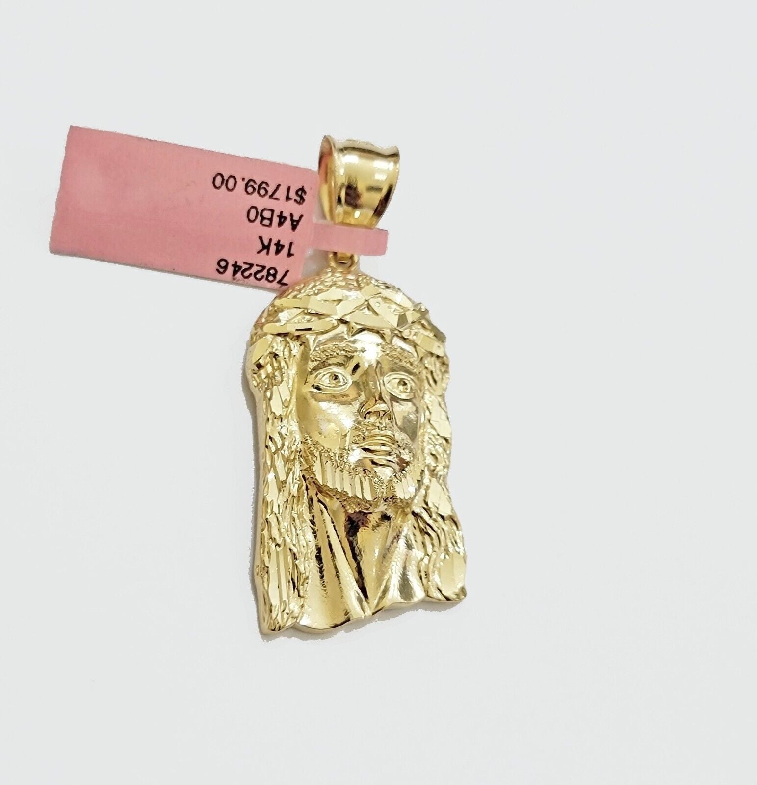 Real 14k Gold Charm Pendant Jesus Head 14kt Yellow Gold For Men Diamond Cuts - GoldenlinQ