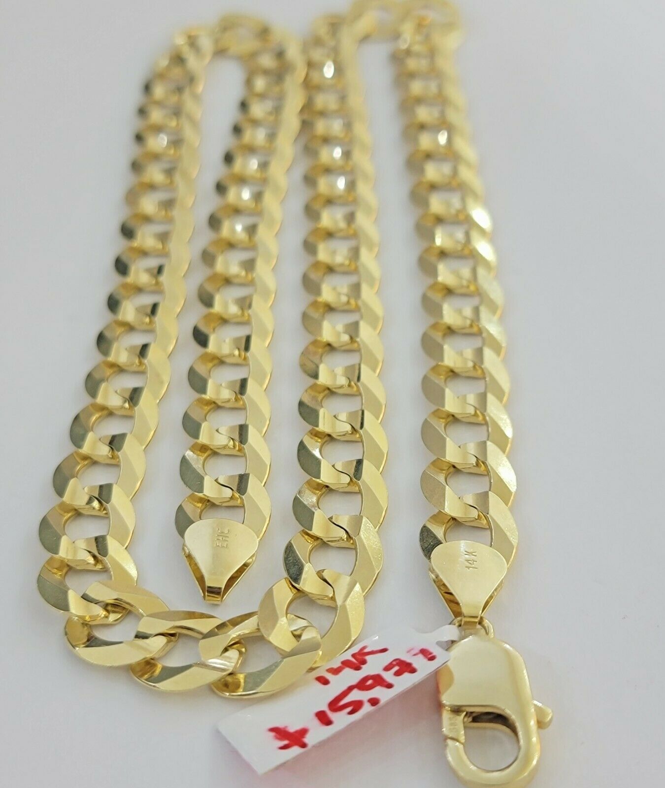 Real 14k Gold Cuban Curb Link Necklace Chain 11mm 22" - 30"14kt Yellow Gold,SOLID - GoldenlinQ