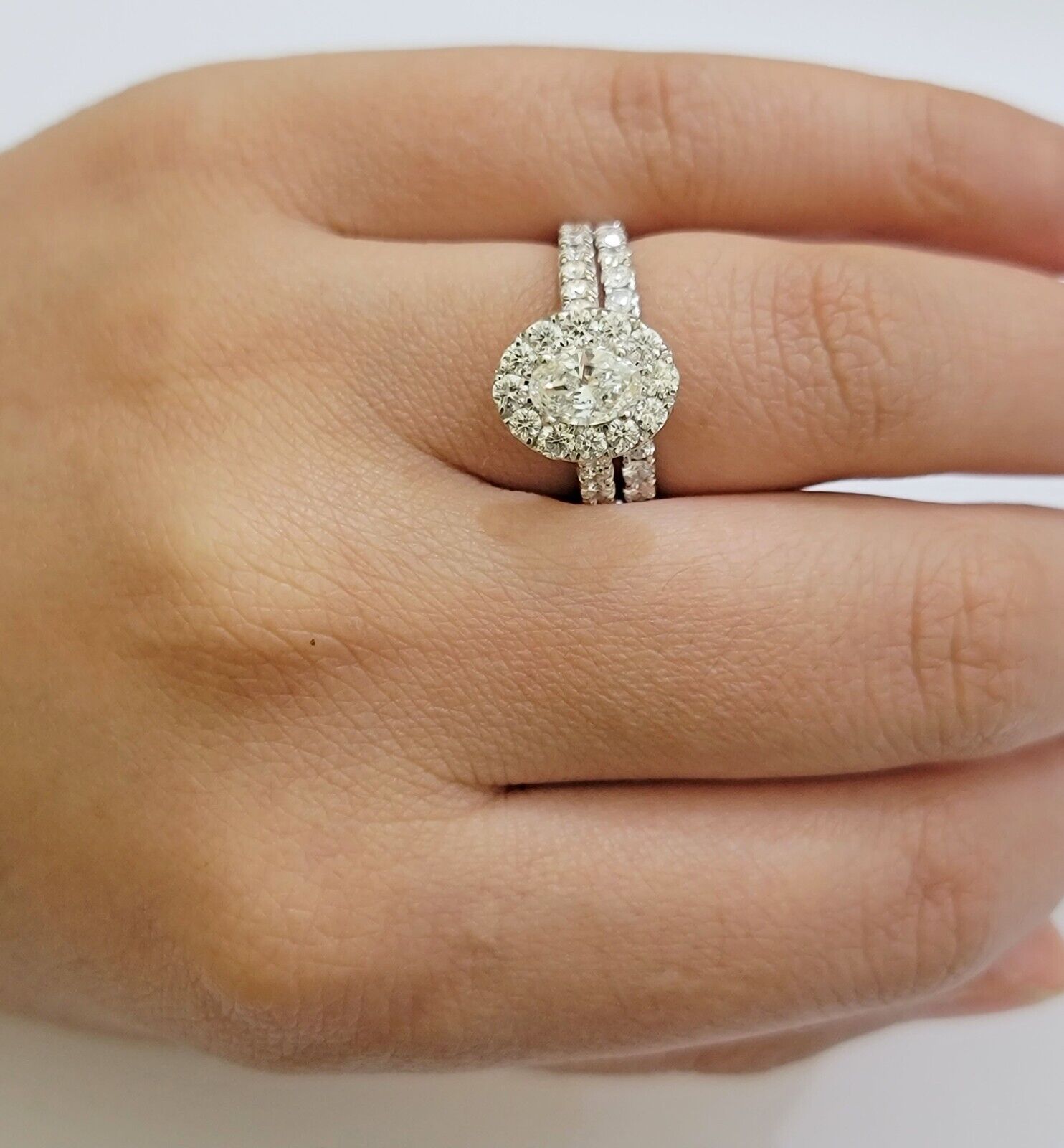 Real 14k Gold Diamond Wedding Engagement Ring Band SET Ladies 2 CT Diamonds Oval - GoldenlinQ