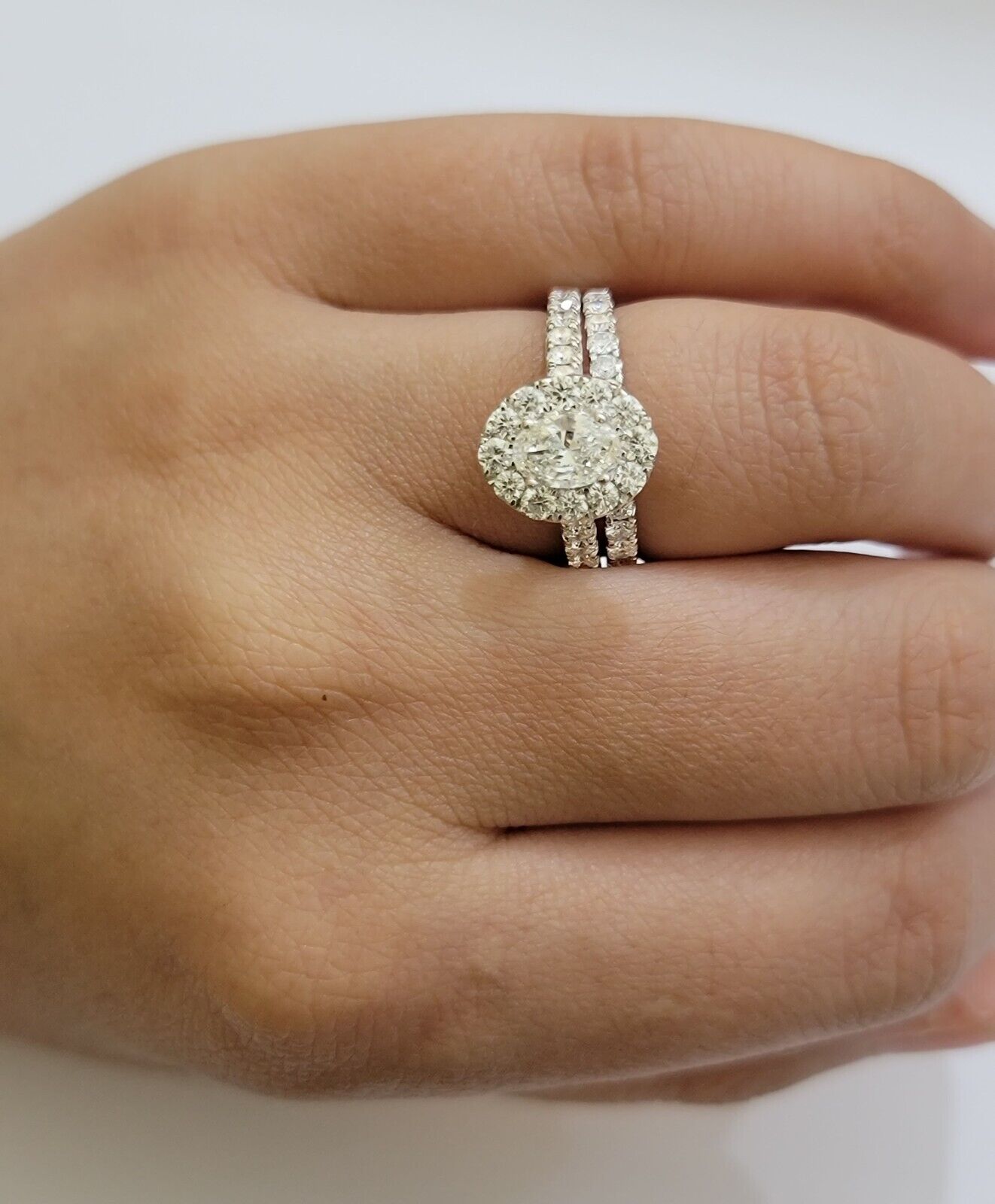 Real 14k Gold Diamond Wedding Engagement Ring Band SET Ladies 2 CT Diamonds Oval - GoldenlinQ