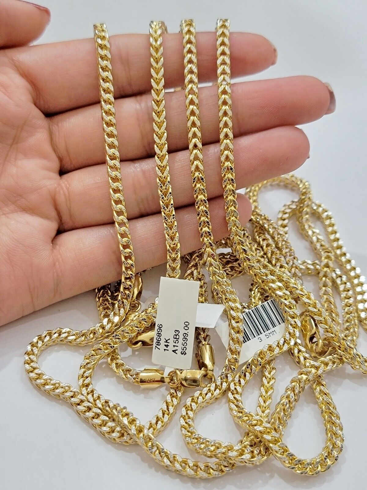 Real 14k Gold Franco Chain Mens Necklace 24" 3.5mm Diamond cuts 14kt Yellow Gold - GoldenlinQ