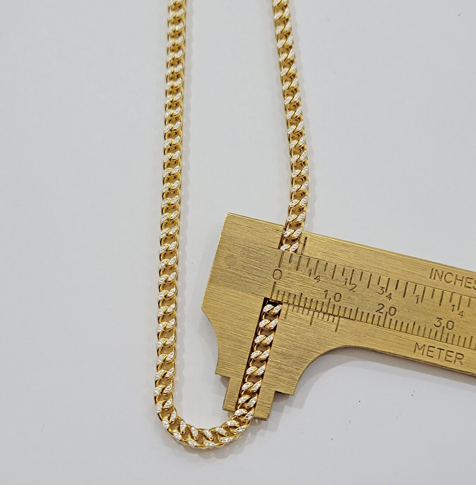 Real 14k Gold Franco Chain Necklace 22" Short 3.5mm Diamond cut 14kt Yellow Gold - GoldenlinQ