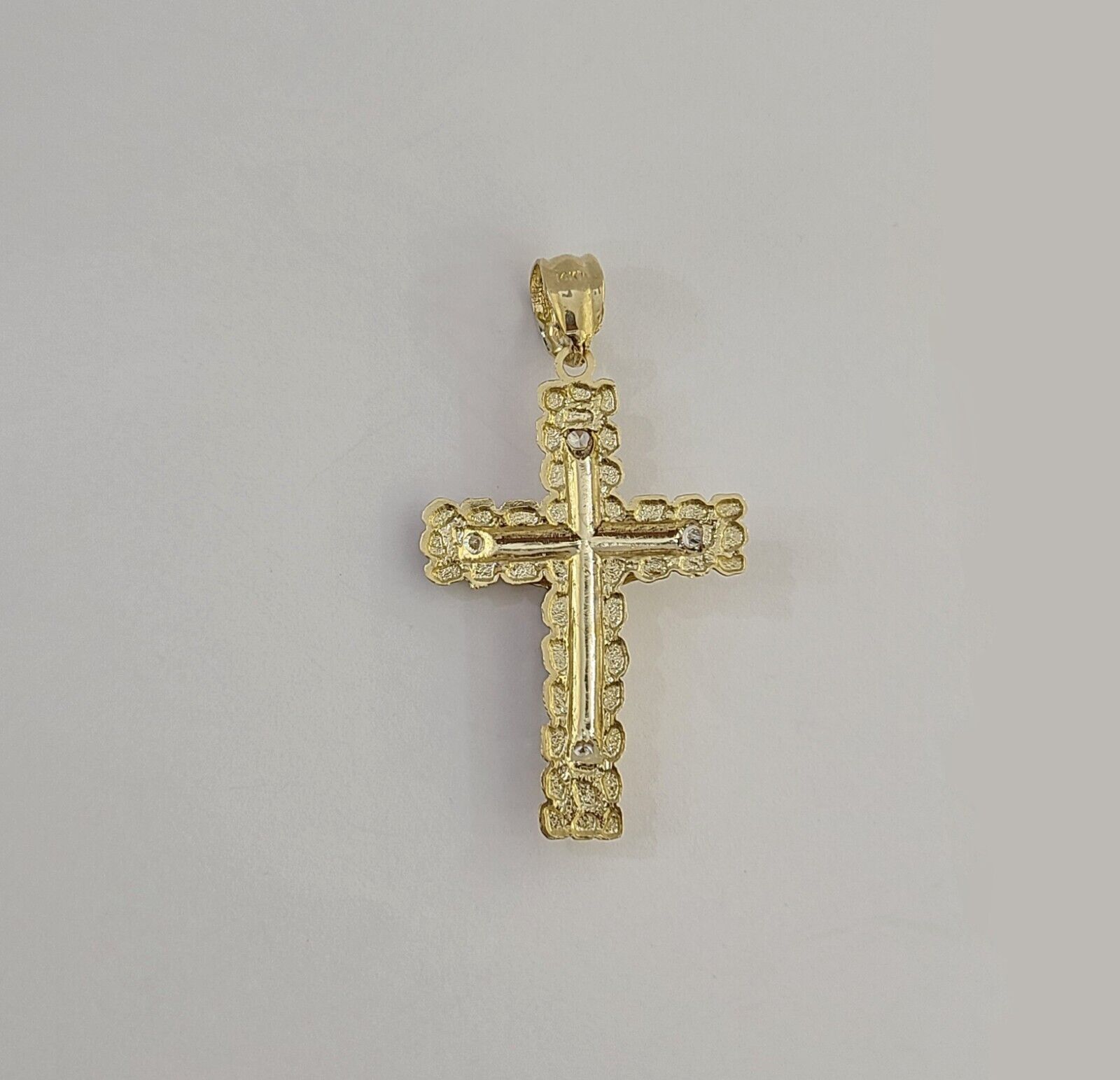 Real 14k Gold Jesus Cross Pendant Charm Crucifix 2" Inches 14kt Yellow Gold - GoldenlinQ