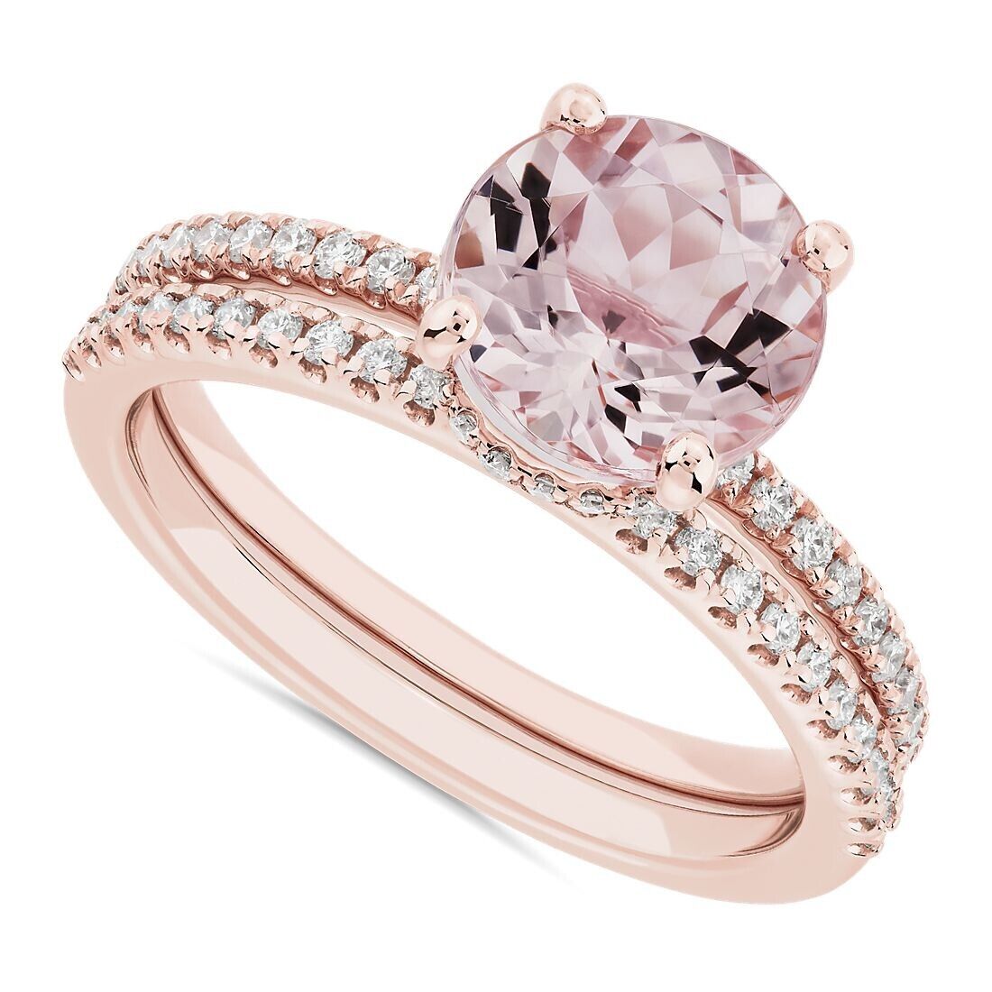 Real 14k Gold Ladies Diamond Ring 0.50CT Size 7 Rose Petite Micropavé Band 14kt - GoldenlinQ