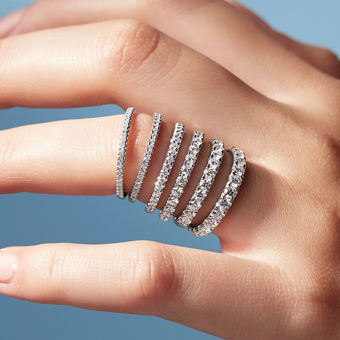 Real 14k Gold Ladies Diamond Ring 0.50CT Size 7 White Petite Micropavé Band 14kt - GoldenlinQ