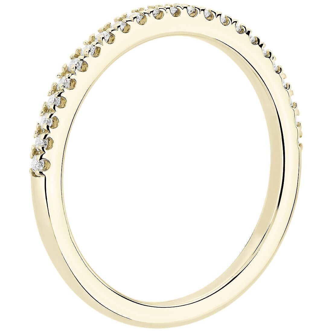 Real 14k Gold Ladies Diamond Ring 0.50CT Size 7 Yellow Petite Micropavé Band - GoldenlinQ