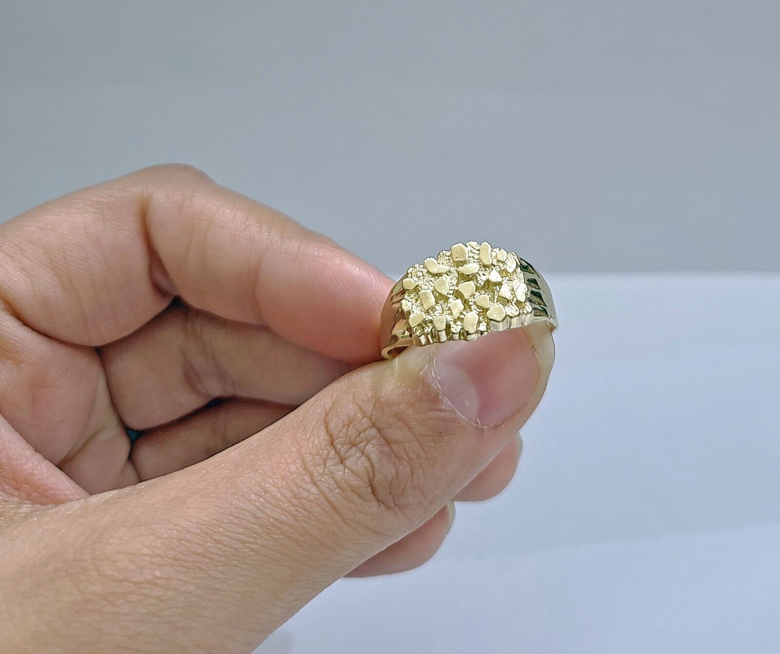 Real 14k Gold Men's Ring Nugget Size 10.5 14kt Yellow Gold Unisex - GoldenlinQ