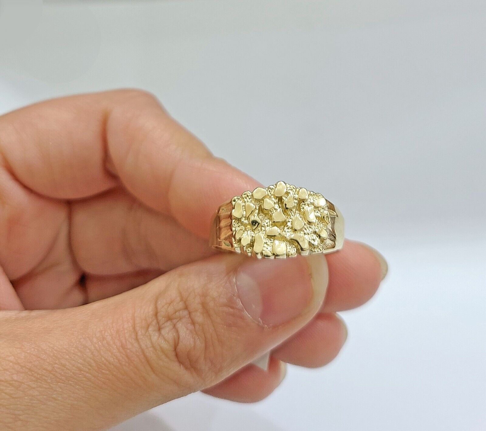 Real 14k Gold Men's Ring Nugget Size 10.5 14kt Yellow Gold Unisex - GoldenlinQ