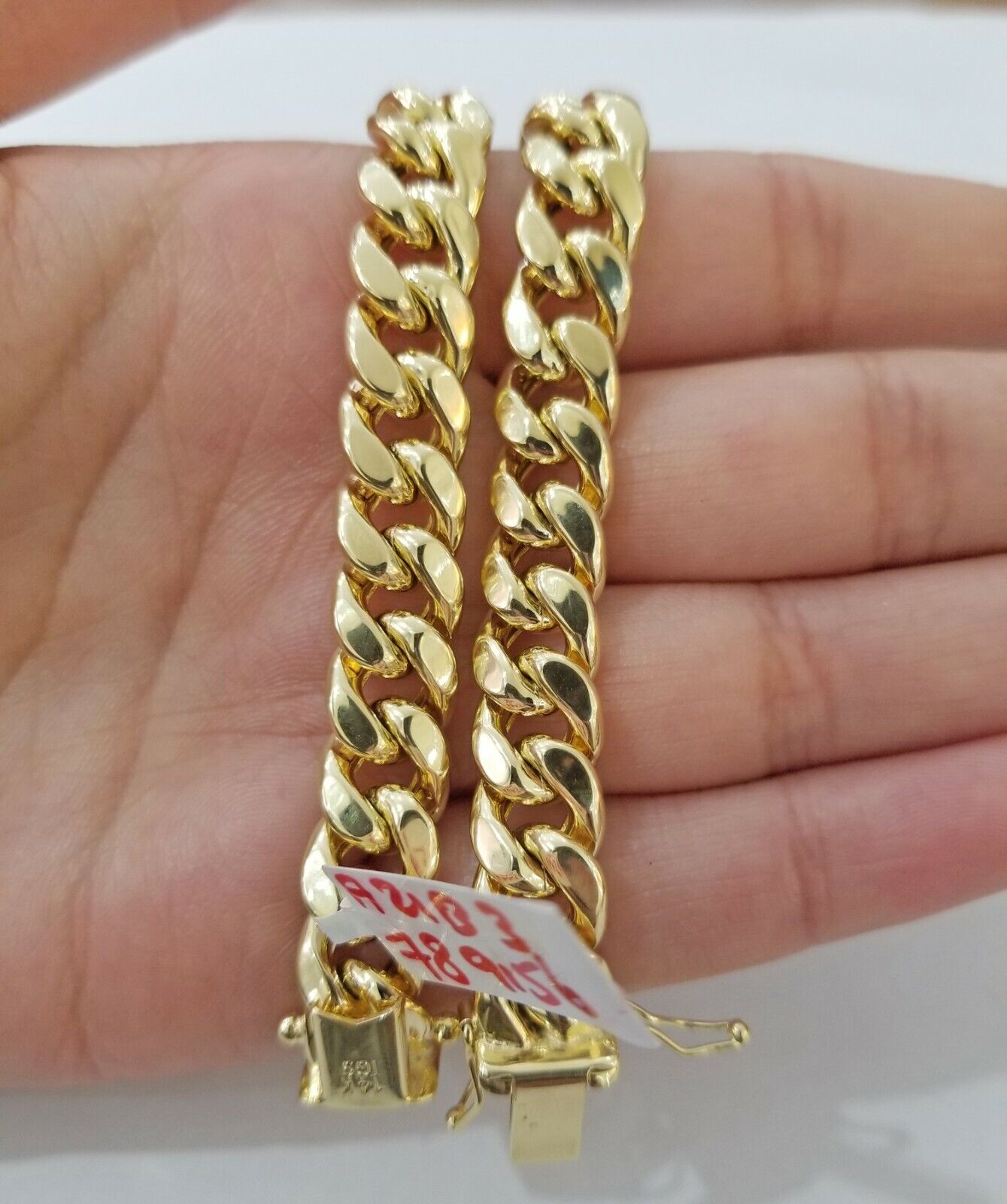 REAL 14k Gold Miami Cuban Bracelet 7" 9mm 14 kt Yellow Gold Strong Link LADIES - GoldenlinQ