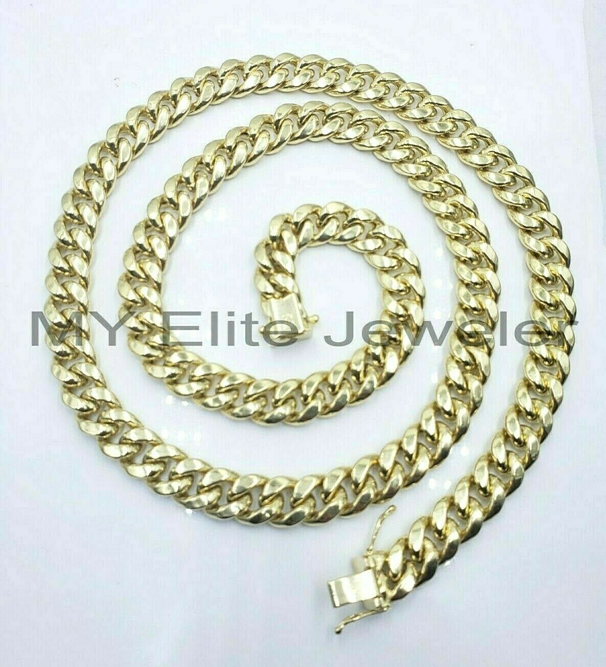 REAL 14k Gold Miami Cuban Link 26" Mens Necklace 9MM Box Clasp 14 KT Yellow Gold - GoldenlinQ