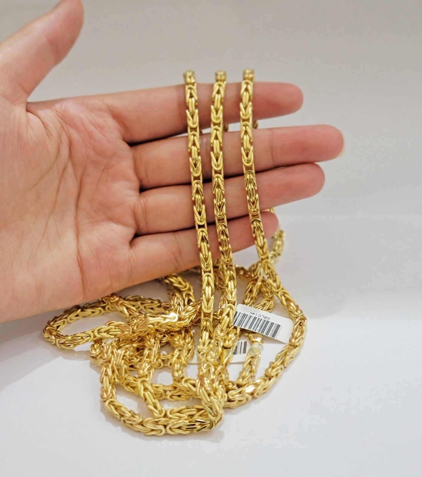Real 14k Gold Necklace Byzantine Chain 20 Inch Lobster 4mm Mens 14kt Yellow Gold - GoldenlinQ