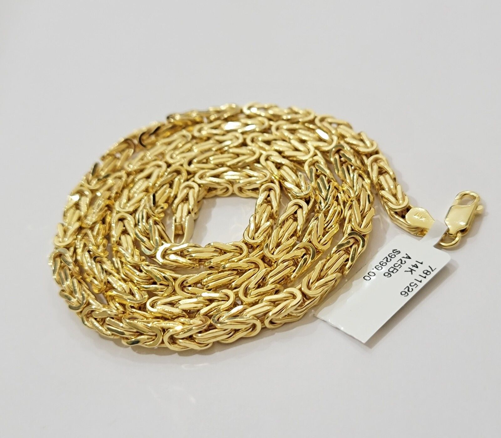 Real 14k Gold Necklace Byzantine Chain 20 Inch Lobster 4mm Mens 14kt Yellow Gold - GoldenlinQ