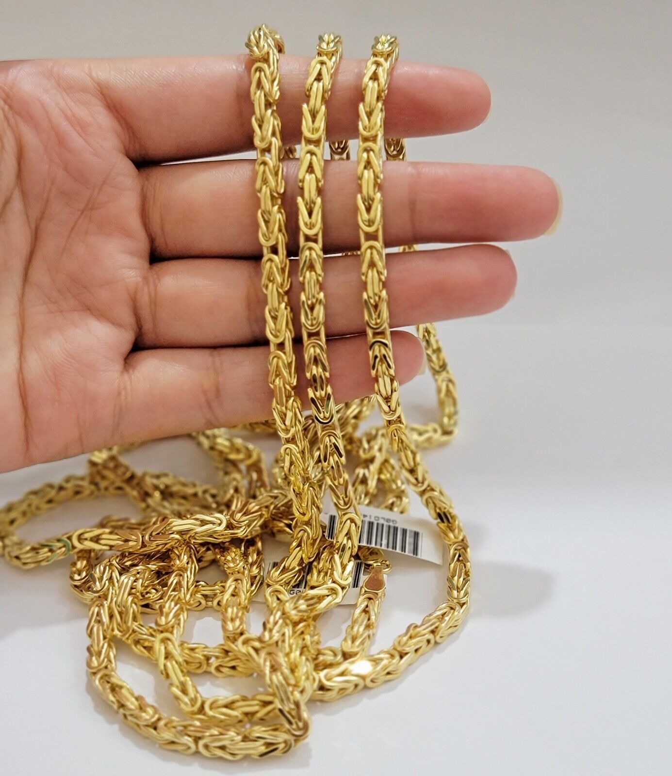 Real 14k Gold Necklace Byzantine Chain 20 Inch Lobster 4mm Mens 14kt Yellow Gold - GoldenlinQ