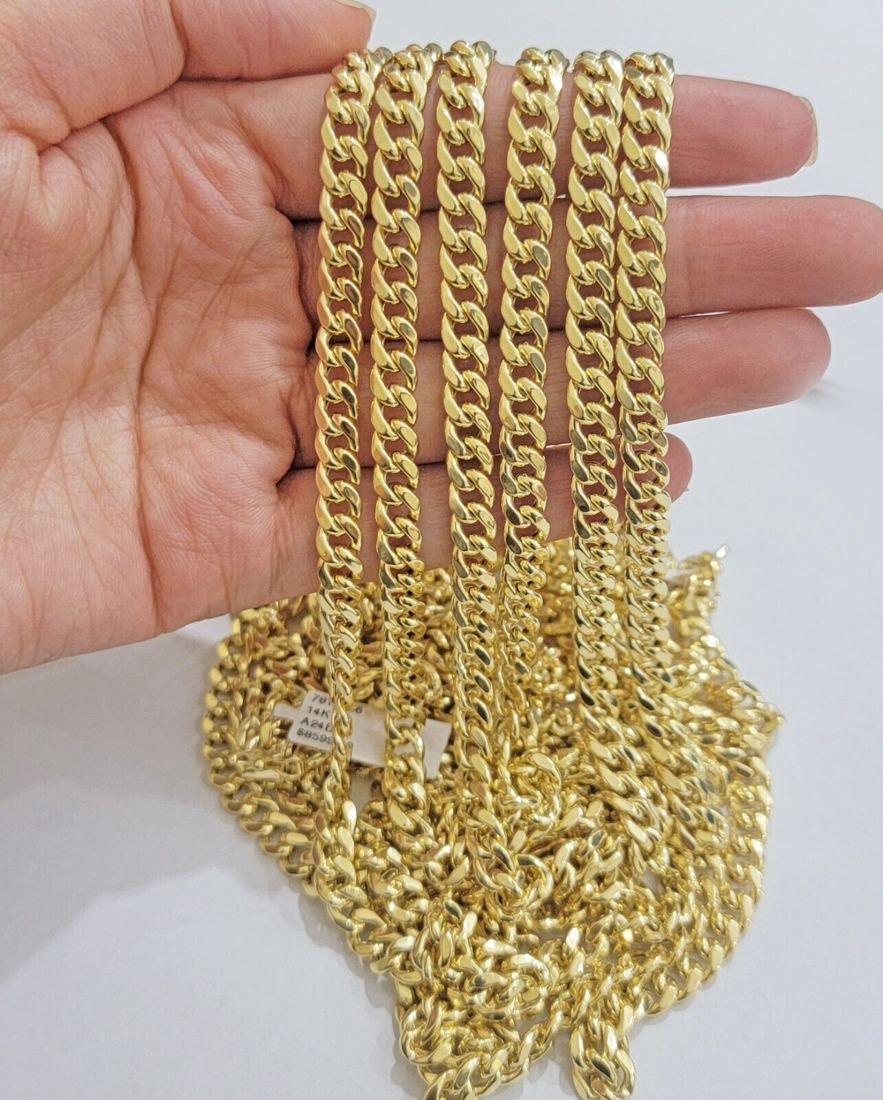 Real 14k Gold Necklace Miami Cuban Link chain 6mm 18" - 28" Strong, 14kt Yellow - GoldenlinQ