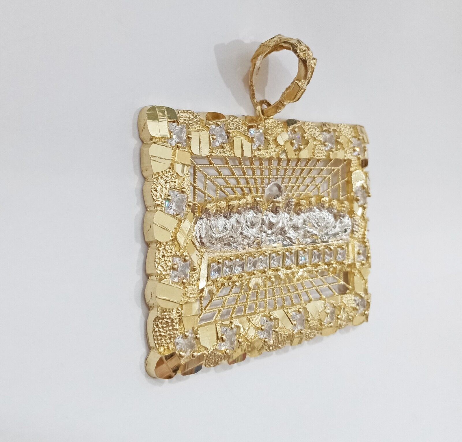 Real 14k Gold Nugget Last Supper Charm 2.6 inch 14kt Yellow Gold - GoldenlinQ