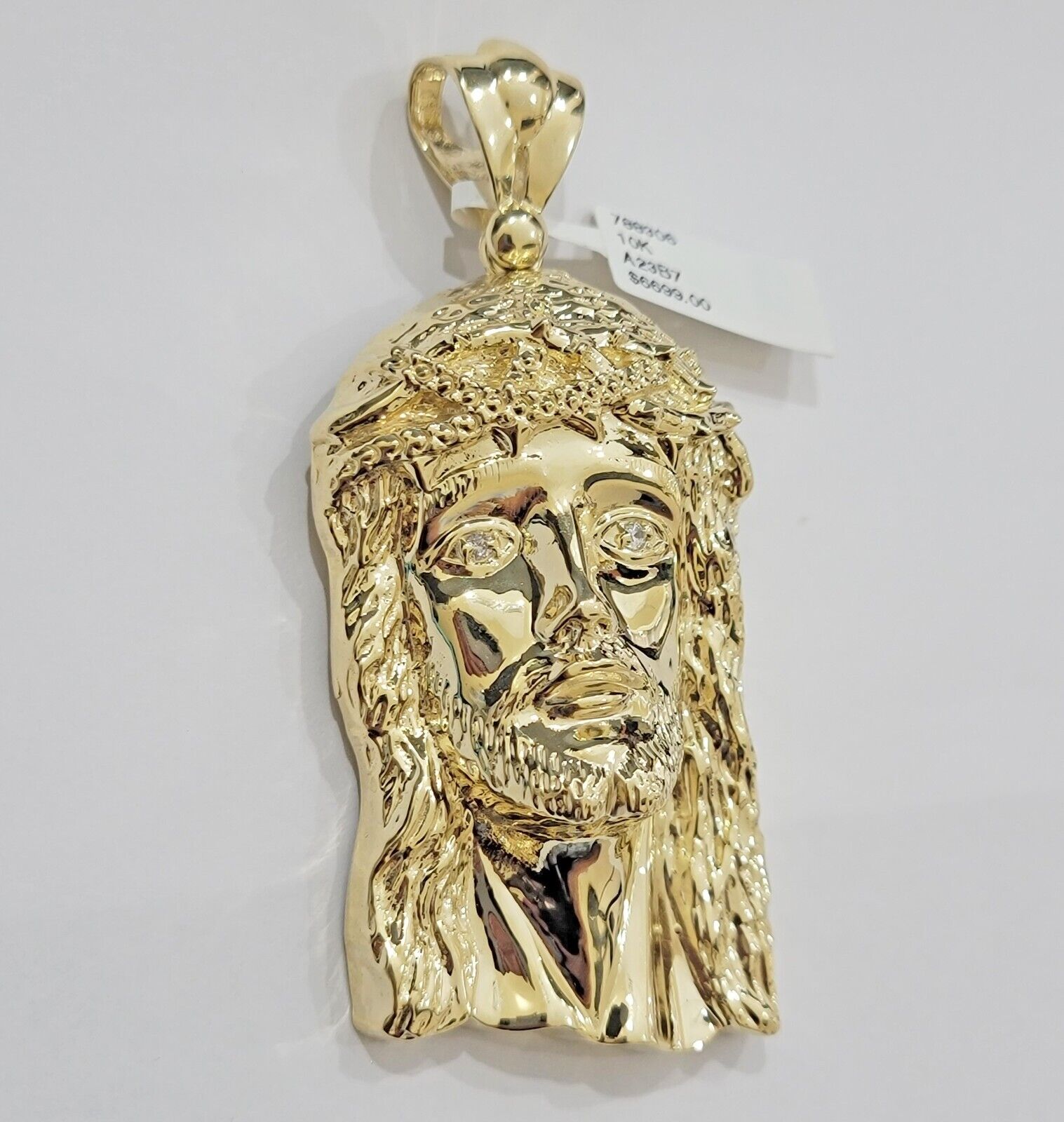 Real 14k Gold Pendant Jesus Head Charm 14kt Yellow Gold 3.1 Inch Long For Men's - GoldenlinQ