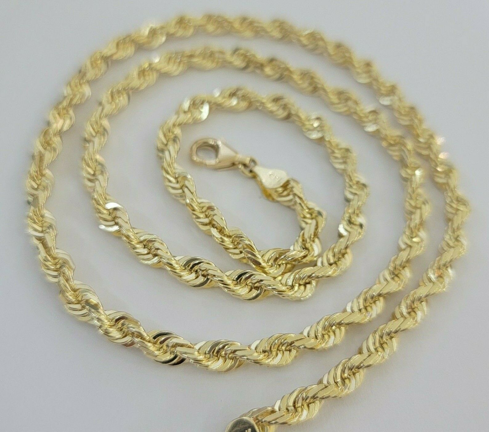 Real 14k gold Rope Chain Solid Necklace 6mm 26" inch Men women, 14kt yellow gold - GoldenlinQ