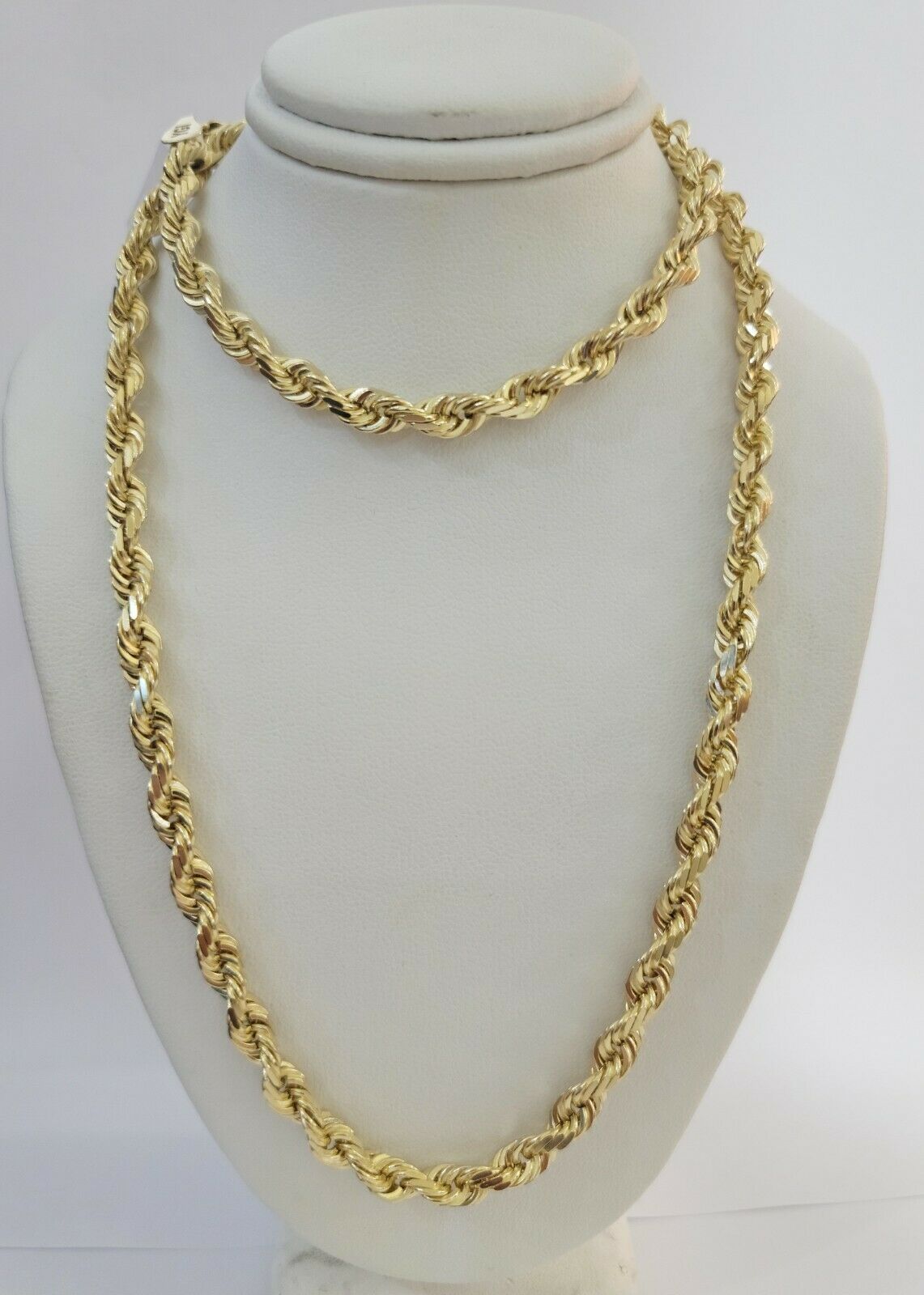 Real 14k gold Rope Chain Solid Necklace 6mm 26" inch Men women, 14kt yellow gold - GoldenlinQ