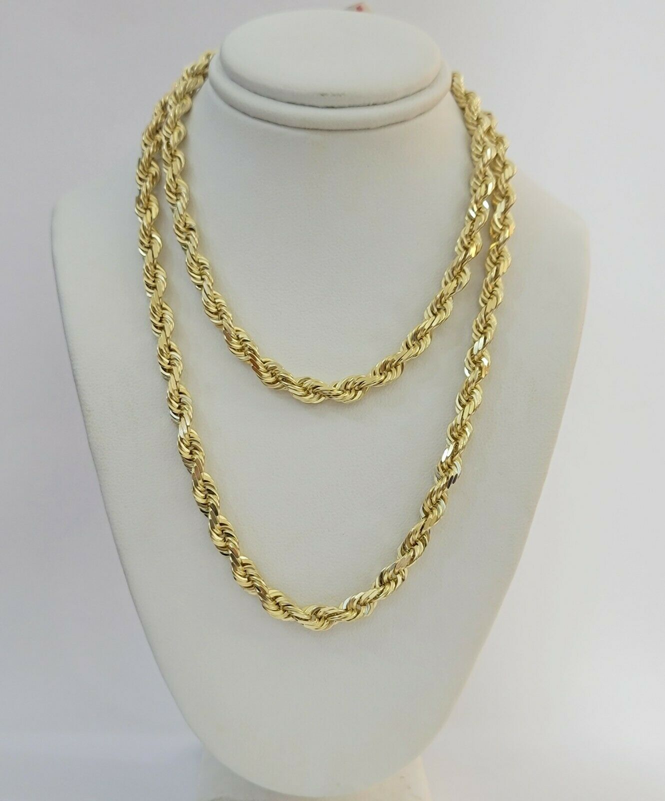 Real 14k gold Rope Chain Solid Necklace 6mm 26" inch Men women, 14kt yellow gold - GoldenlinQ