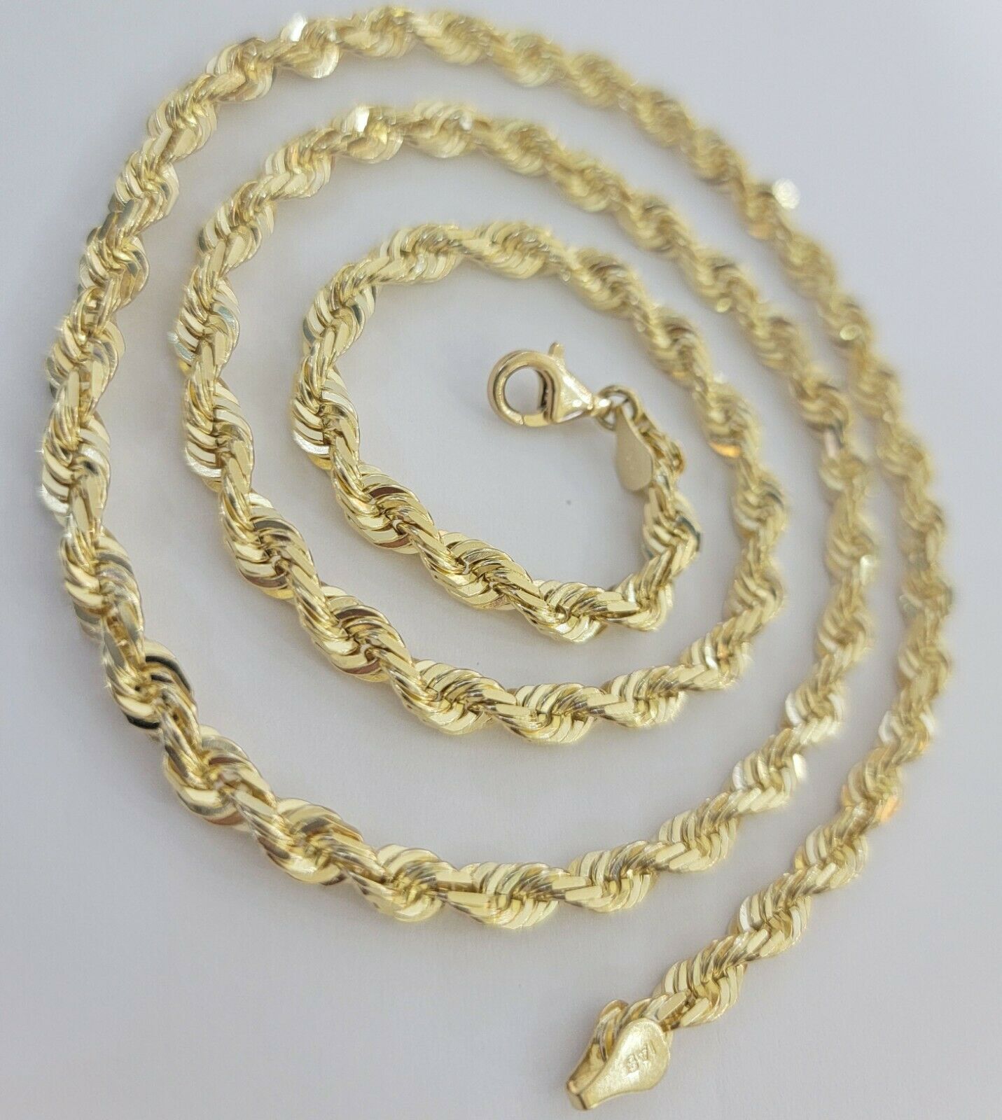 Real 14k gold Rope Chain Solid Necklace 6mm 26" inch Men women, 14kt yellow gold - GoldenlinQ