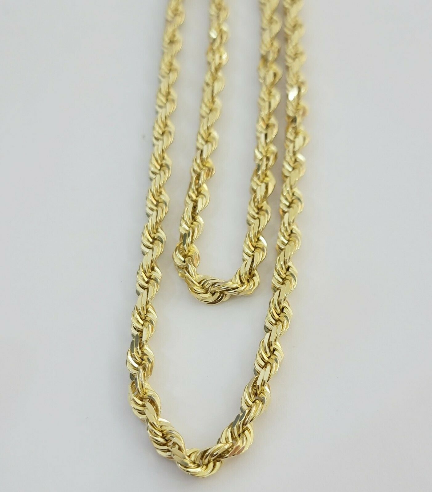 Real 14k gold Rope Chain Solid Necklace 6mm 26" inch Men women, 14kt yellow gold - GoldenlinQ