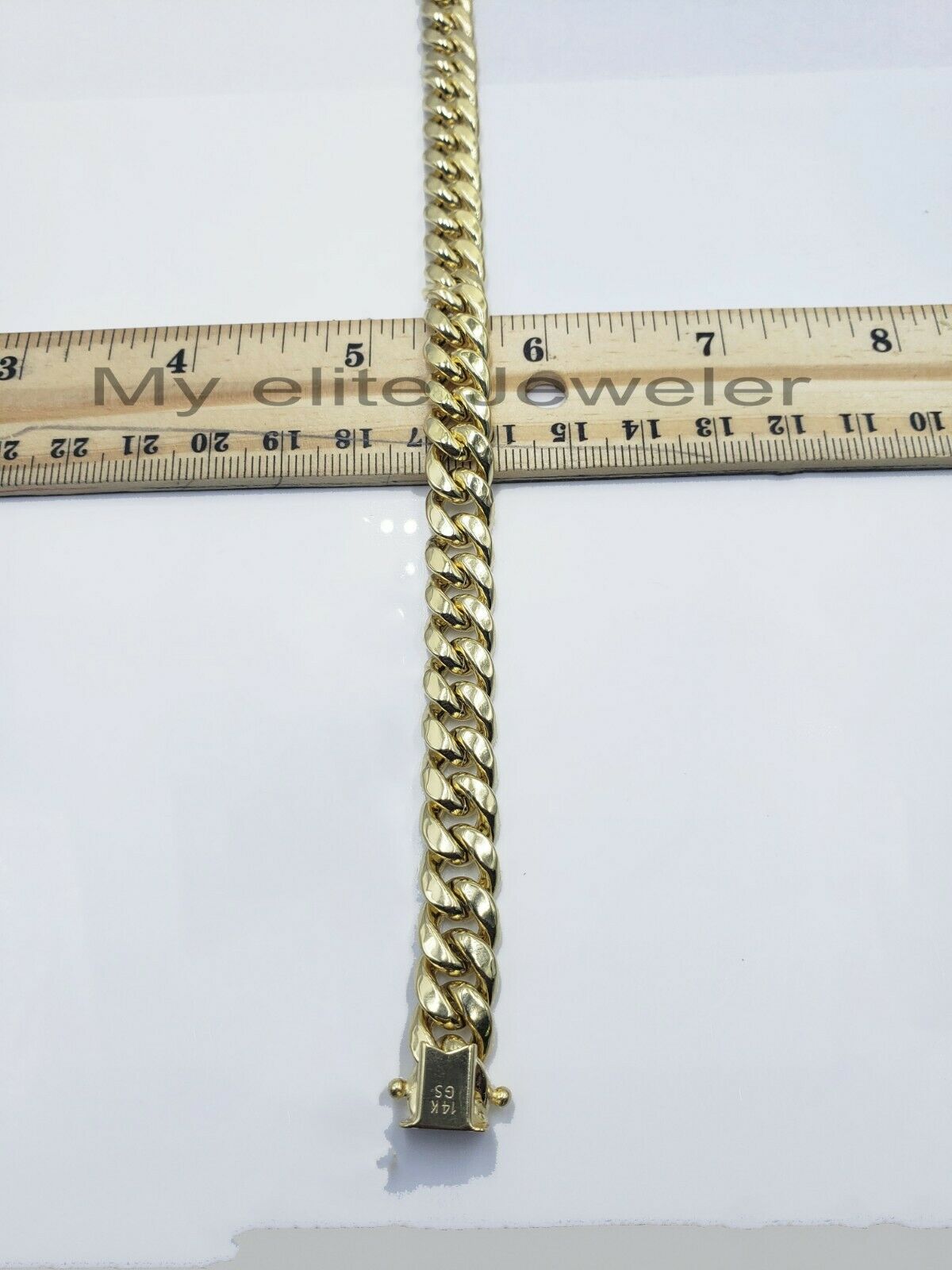 Real 14k Mens Chain Miami Cuban Link Necklace 24" 9mm 14KT Yellow Gold Box lock - GoldenlinQ