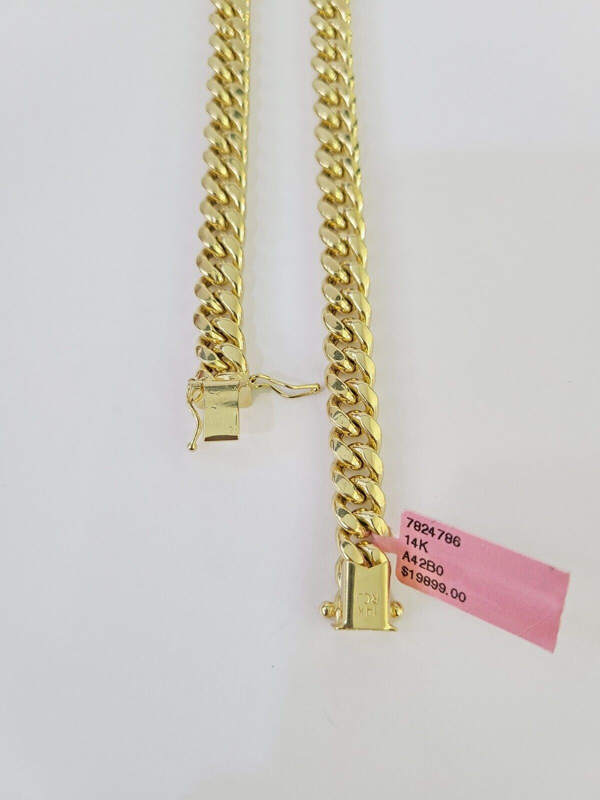 Real 14K Miami Cuban Link Chain Necklace Yellow Gold 22 inch 7mm Mens 14KT - GoldenlinQ