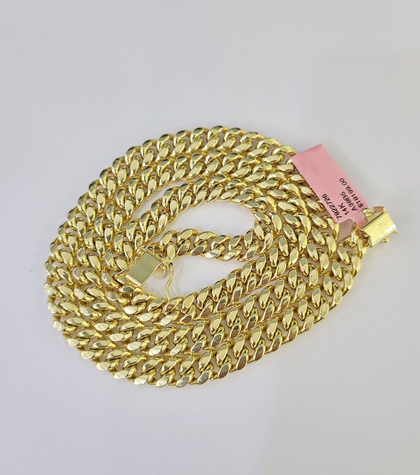 Real 14K Miami Cuban Link Chain Necklace Yellow Gold 24 inch 7mm Mens 14KT - GoldenlinQ