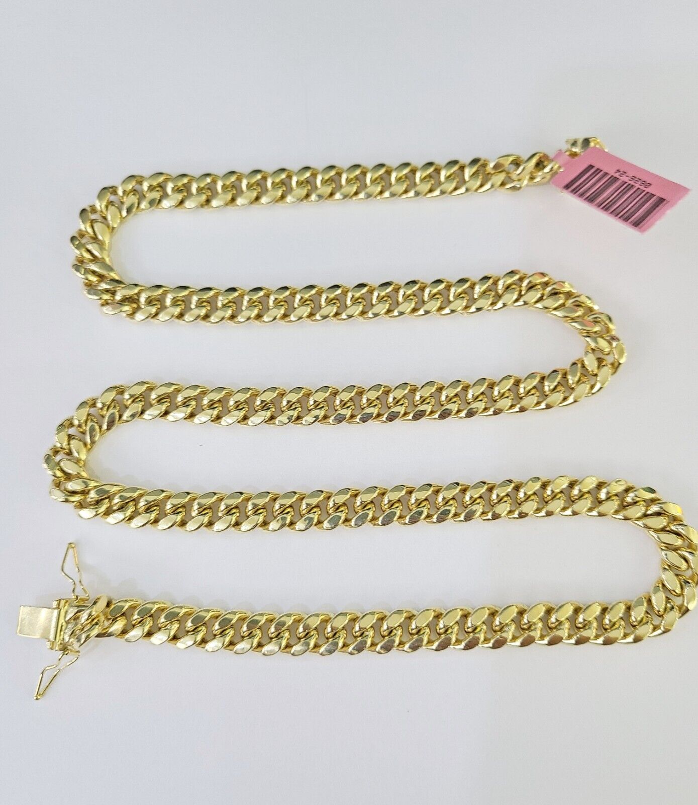 Real 14K Miami Cuban Link Chain Necklace Yellow Gold 24 inch 7mm Mens 14KT - GoldenlinQ