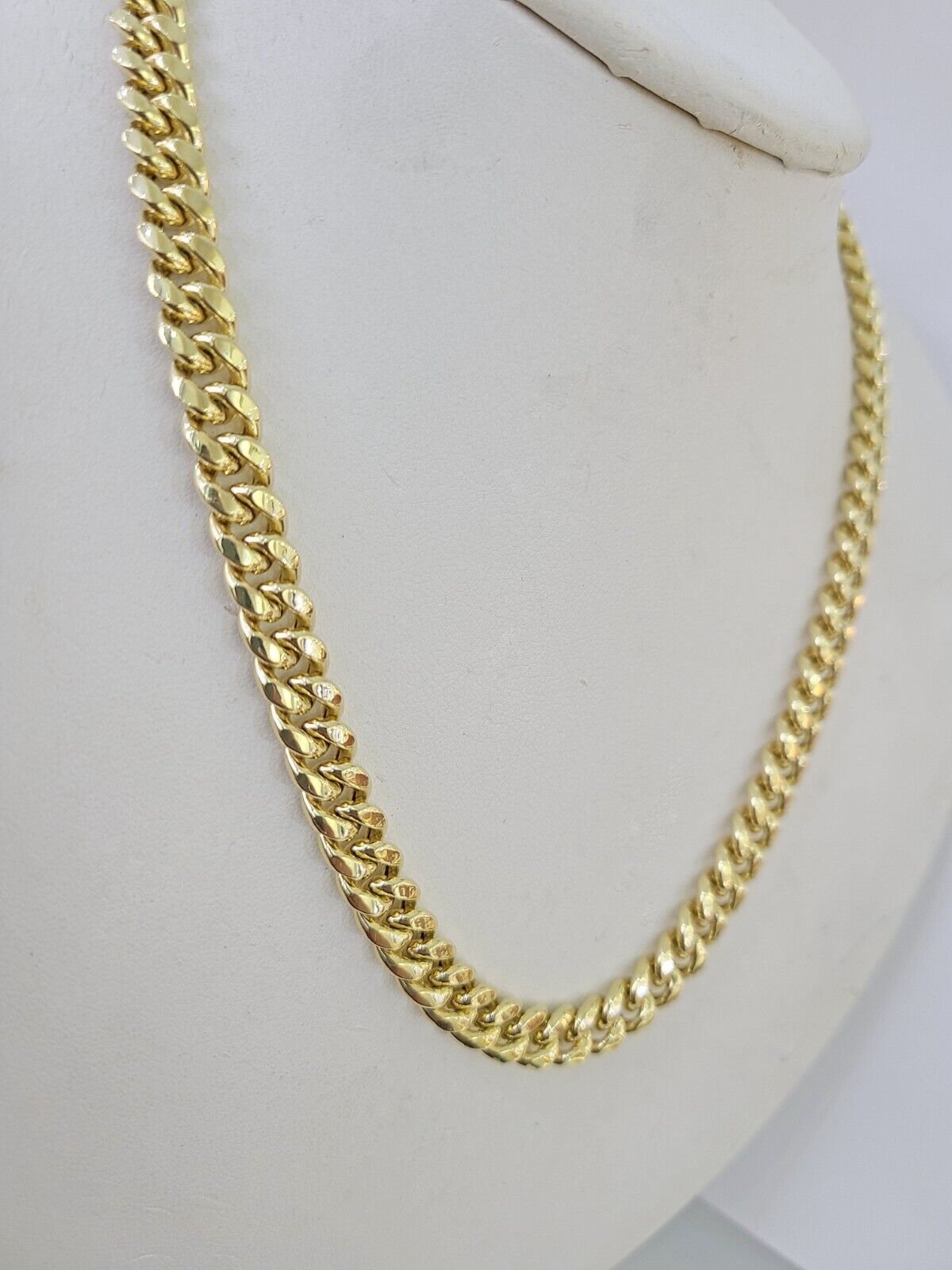 Real 14K Miami Cuban Link Chain Necklace Yellow Gold 24 inch 7mm Mens 14KT - GoldenlinQ