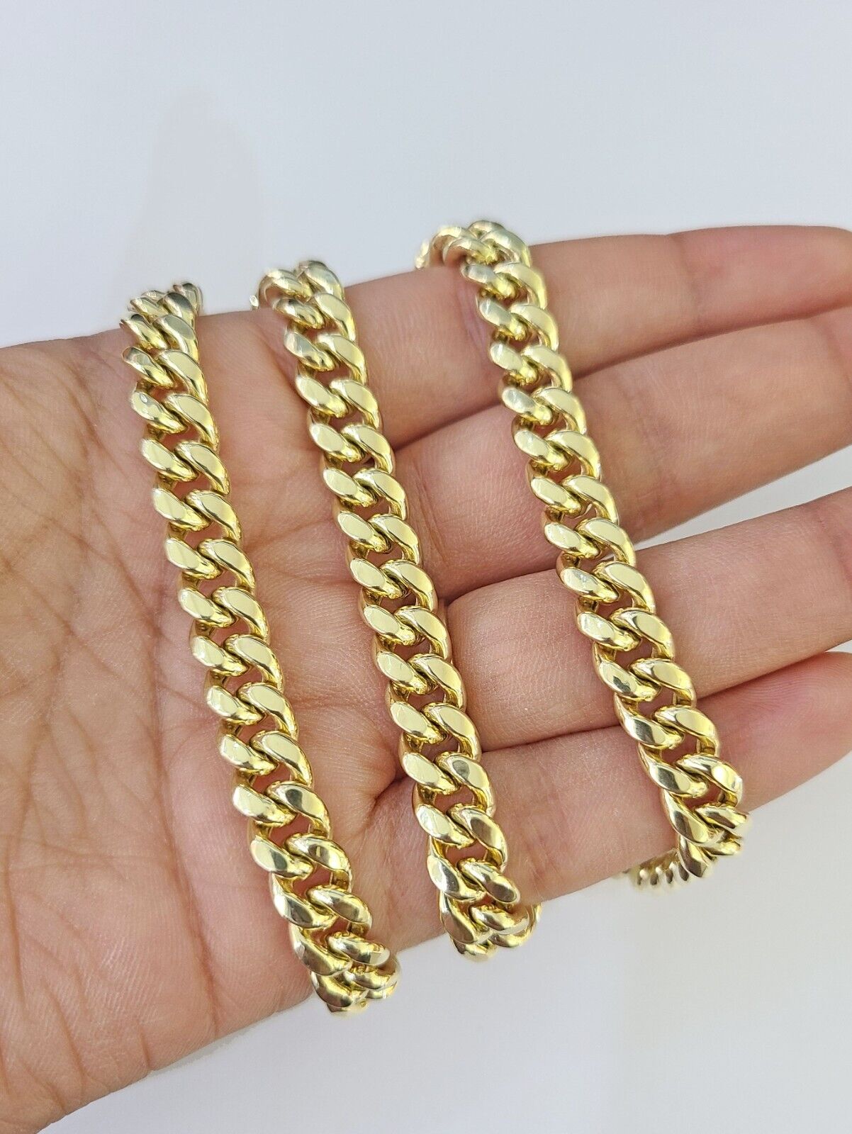 Real 14K Miami Cuban Link Chain Necklace Yellow Gold 24 inch 7mm Mens 14KT - GoldenlinQ