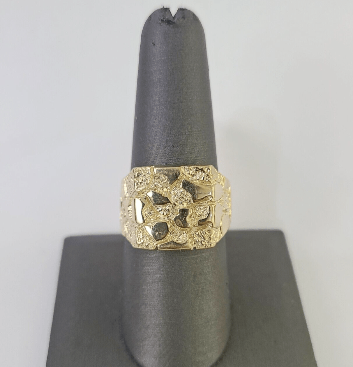 Real 14k Nugget Ring Yellow Gold Men Casual Flat Square 10kt - GoldenlinQ
