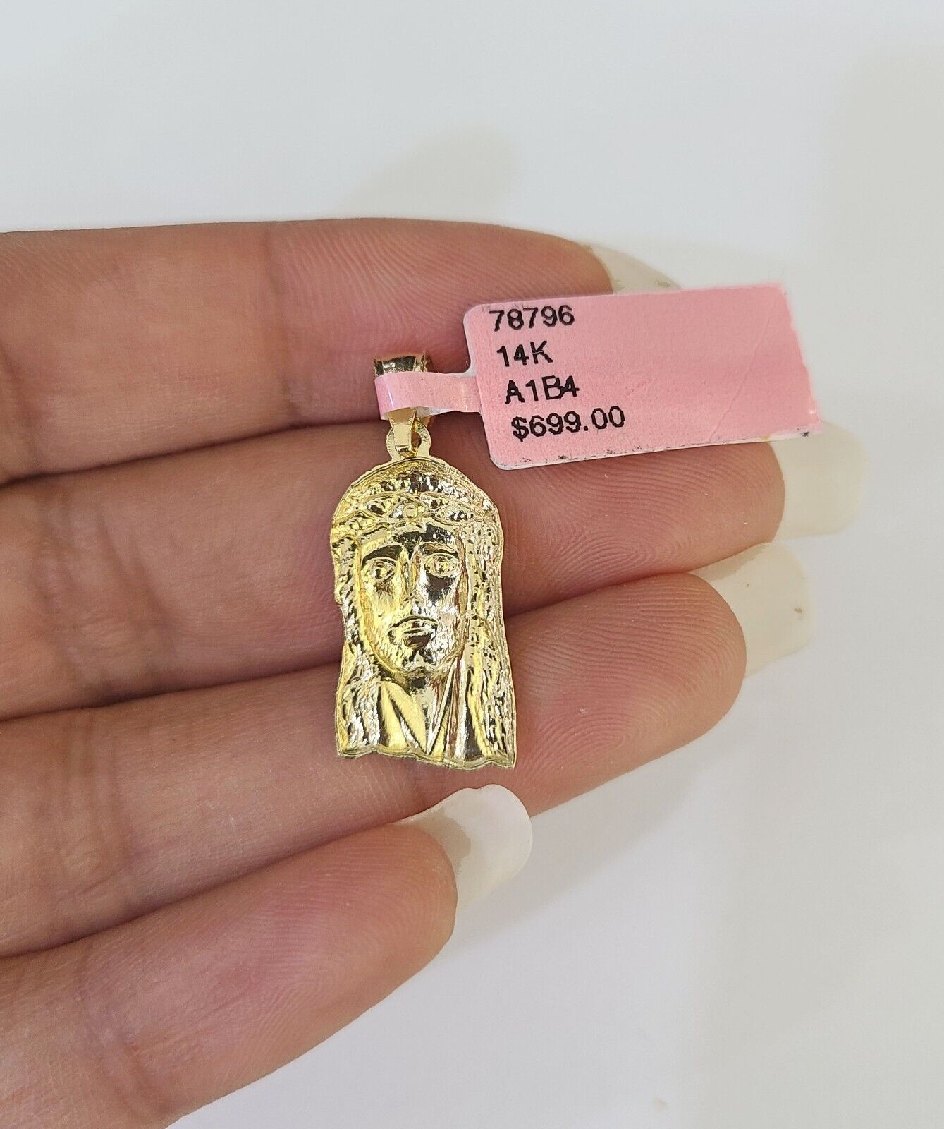 Real 14k Rope Chain Jesus Head Charm Set Yellow Gold 3mm 18 - 30" Necklace Pendant - GoldenlinQ